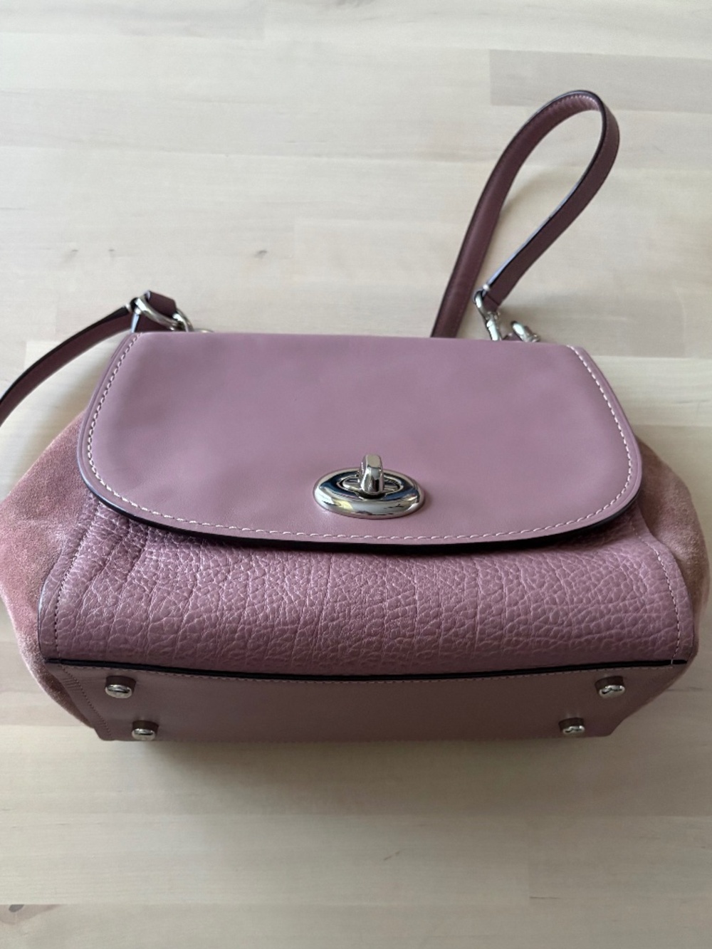 Coach Carrie Convertible Shoulder Bag-Lilac/ Blossom Pebbled Leather